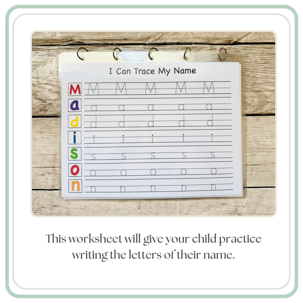 Name Tracing Worksheet Book for Preschool Learning Activity Book Page Alphabet Practice Letter Recognition Learning Tool for Teaching