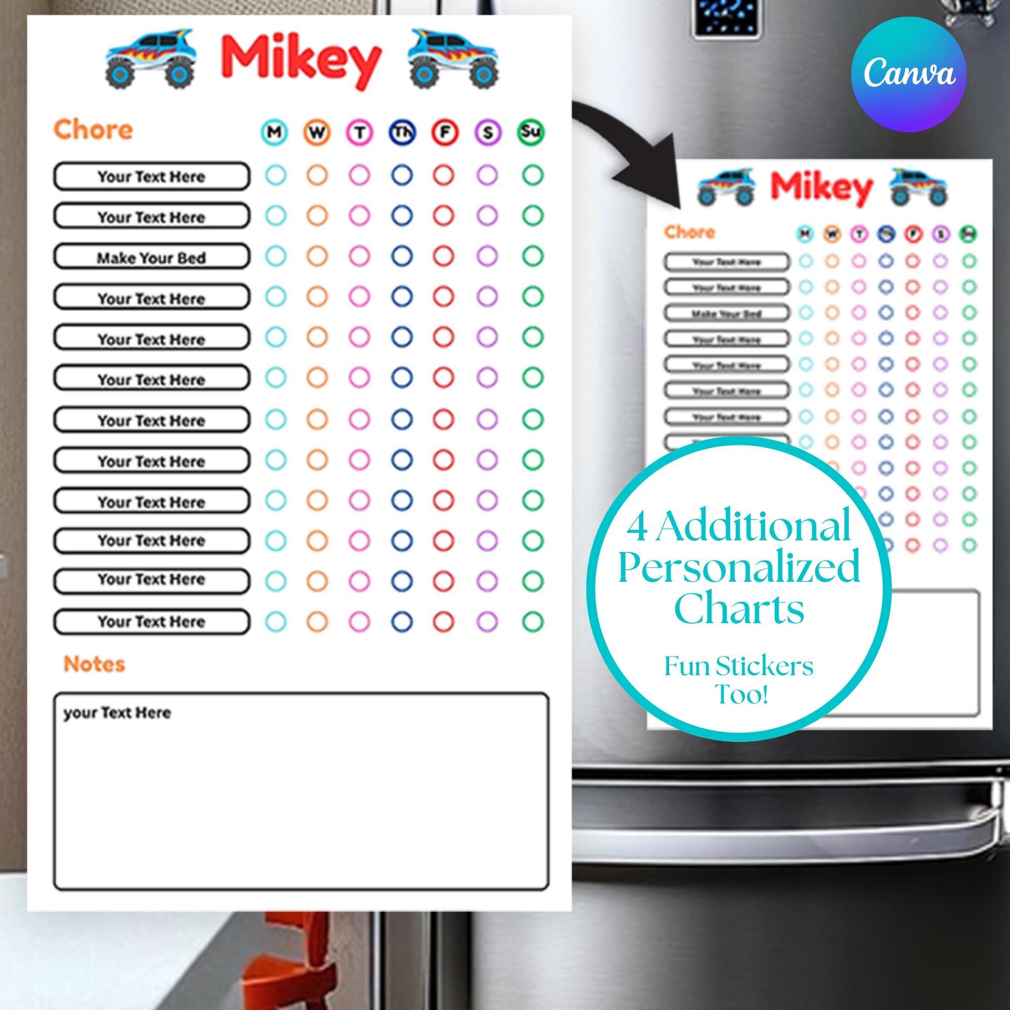 Customizable Daily Routine & Chore Chart For Kids' Responsibility Printable Checklist And Family Planner