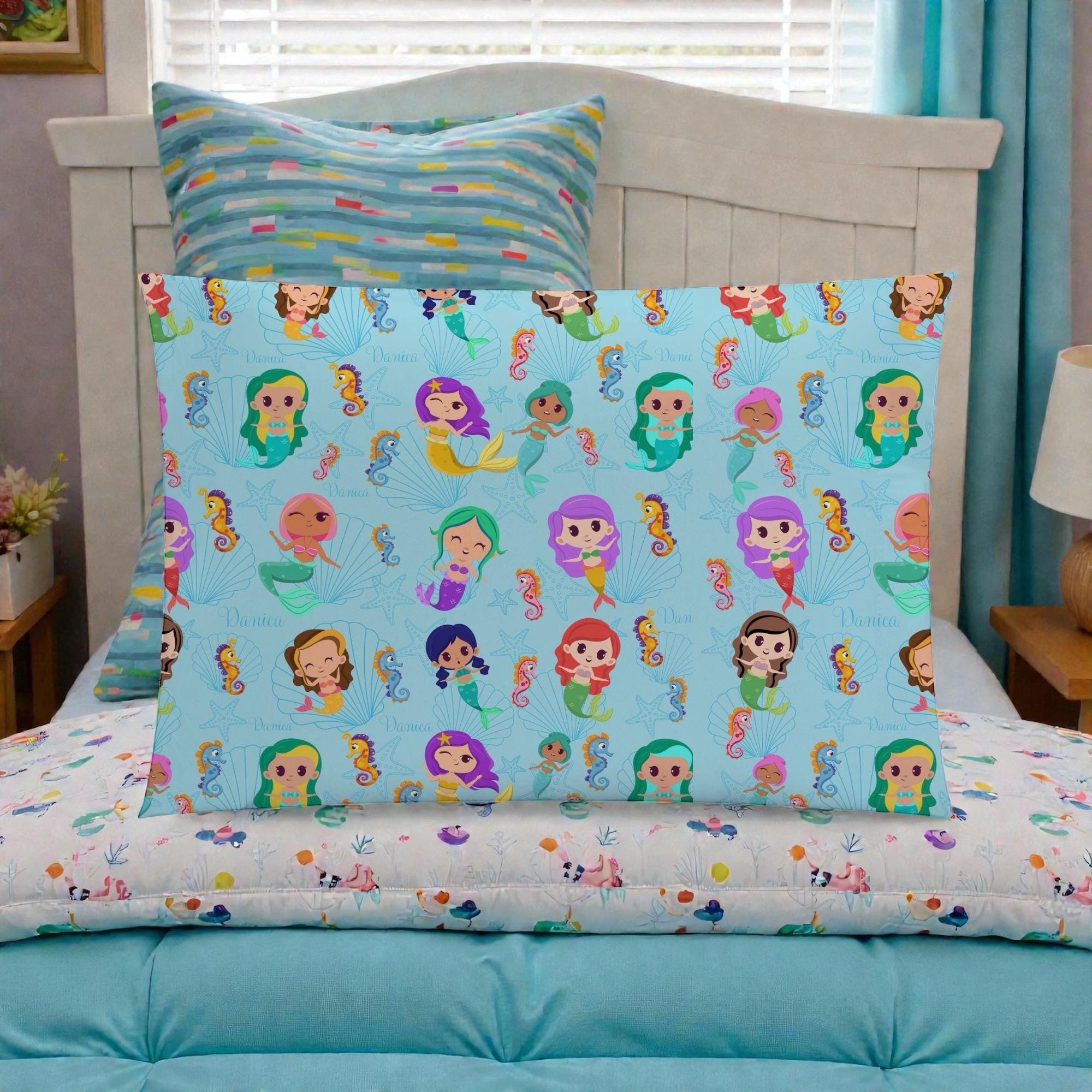 Personalized Kid Bedding Set Custom Soft Blanket Pillow Case Comfort Gift Child Name Nursery Decor Bedroom Theme Collection