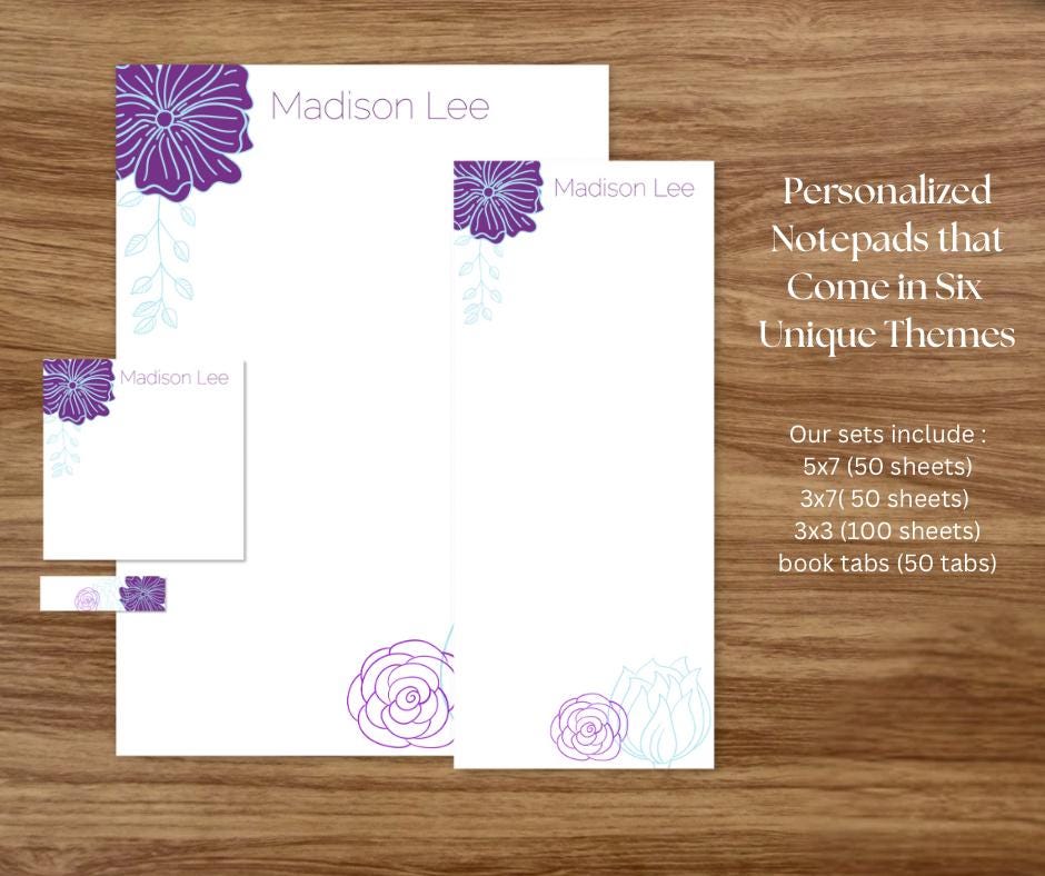 Personalized Stationery For Women Notepad Set Gift for Her Bridal Gift Wedding Planning Custom Design Paper Product
