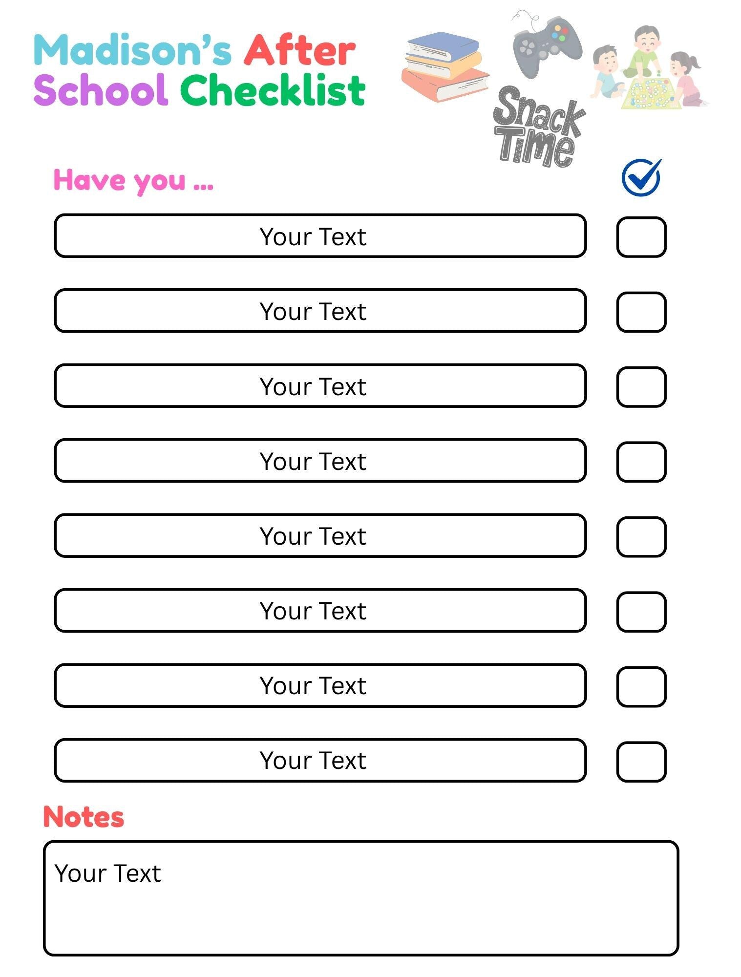 Customizable Daily Routine & Chore Chart For Kids' Responsibility Printable Checklist And Family Planner