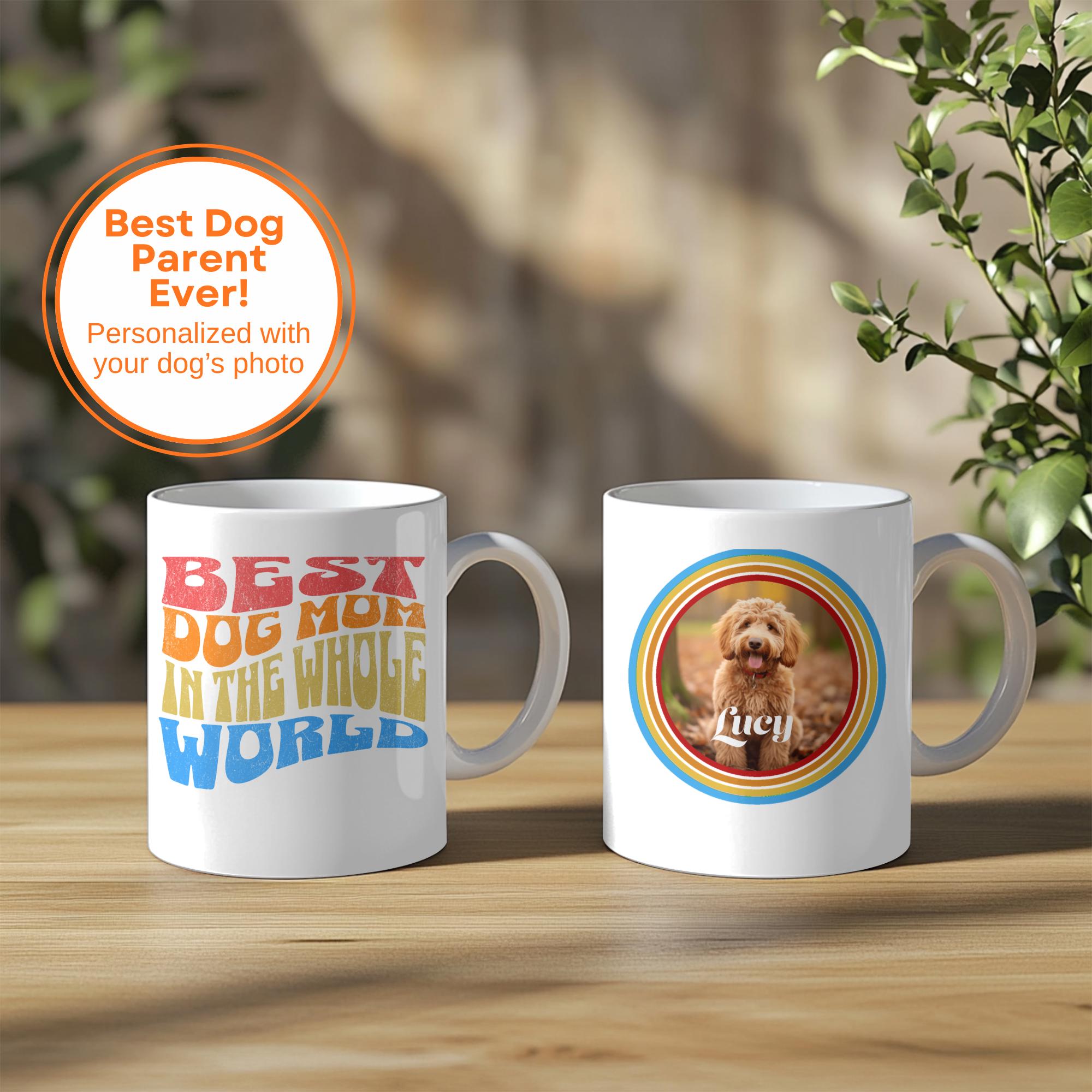 Personalized Dog Mom or Dad Mug Pet Gift Custom Dog Lover Coffee Cup Unique Dog Parent Present for Pet Owners Retro Designed Mug