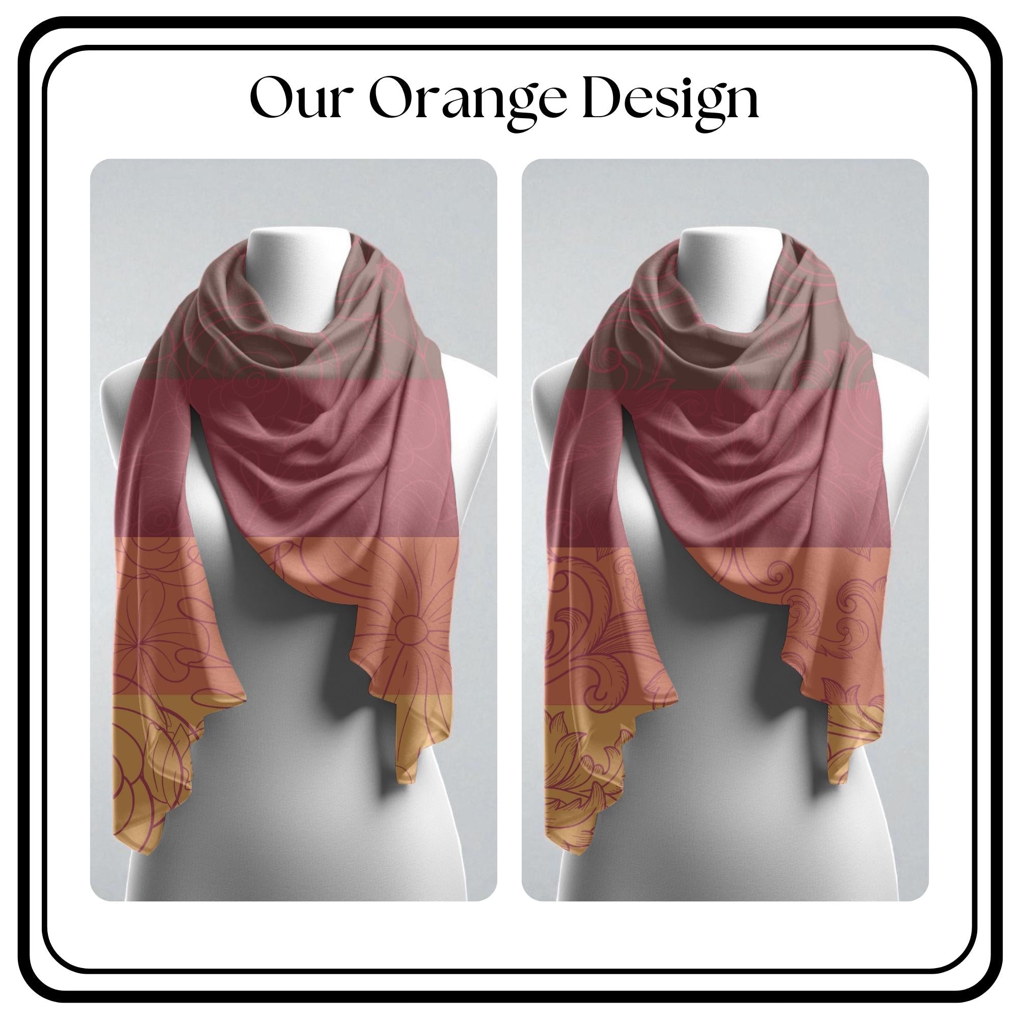 Personalized Scarf Fashion Accessory Personalized Gift Idea For Women Neck Wrap Style Bandana Flower Pattern Custom Design Filigree Detail