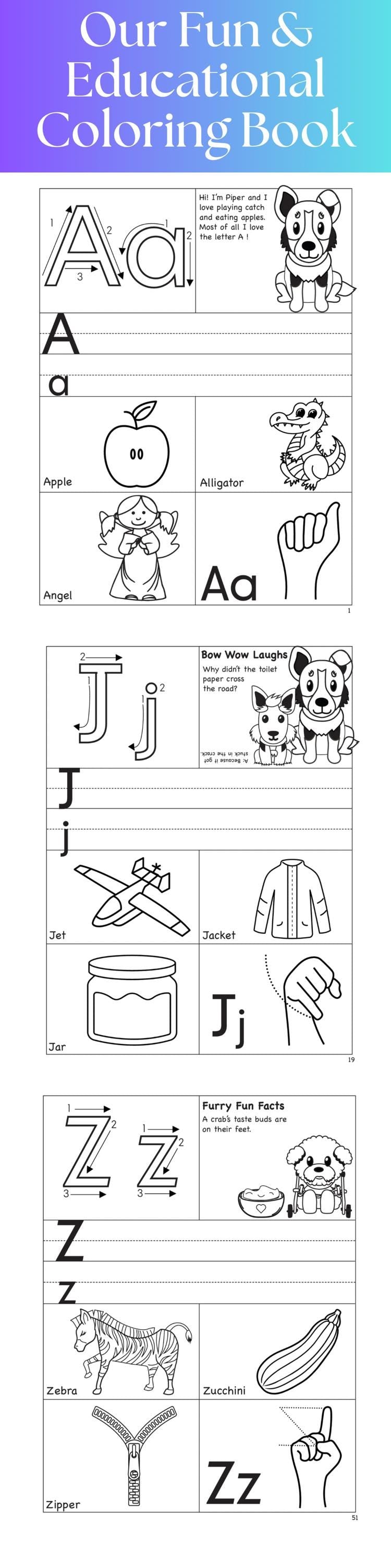Printable ABC Coloring Book Preschool Learning Activity Page Teaching Resource for Preschool Letter Sign Language Learning Material