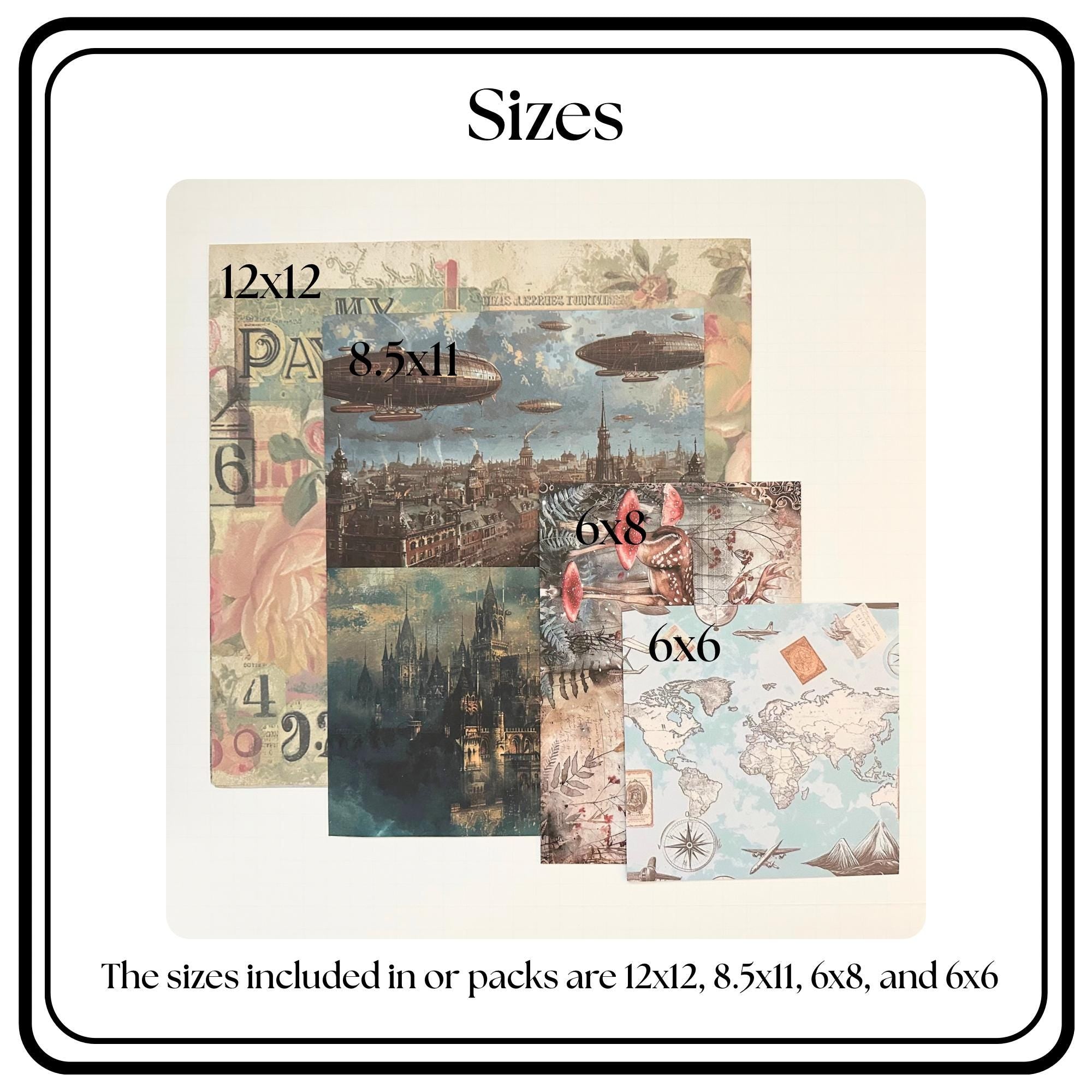 Nature Junk Journal Papers Sheets Vintage Mixed Media Pack Assorted Sheets Sizes Single-Sided Ephemera Mixed Scenes Scrapbookers