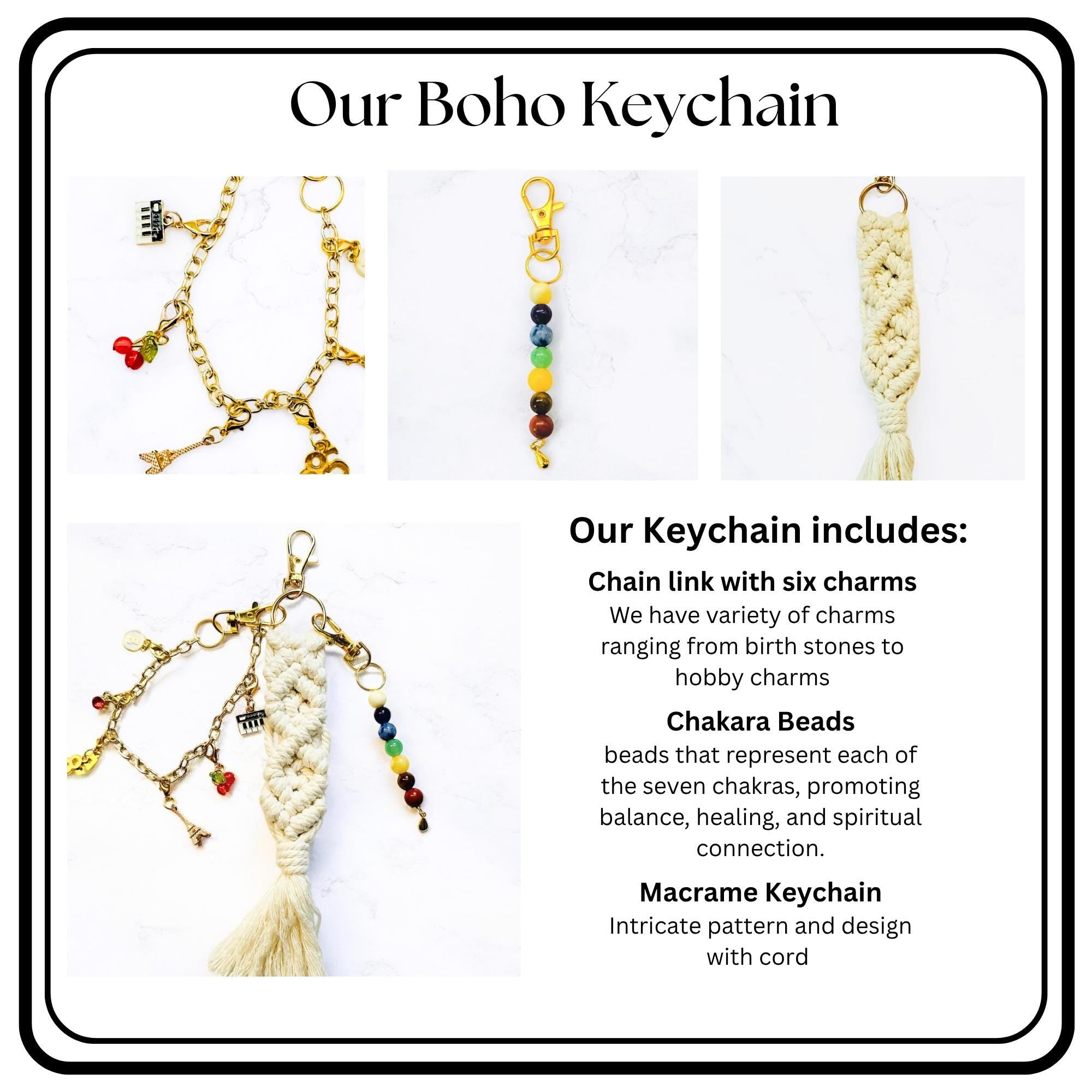 Macrame Keychain Charms Gift Idea For Her Present Accessory Bag Charm Initial Birthstone  Decoration Handbag Set