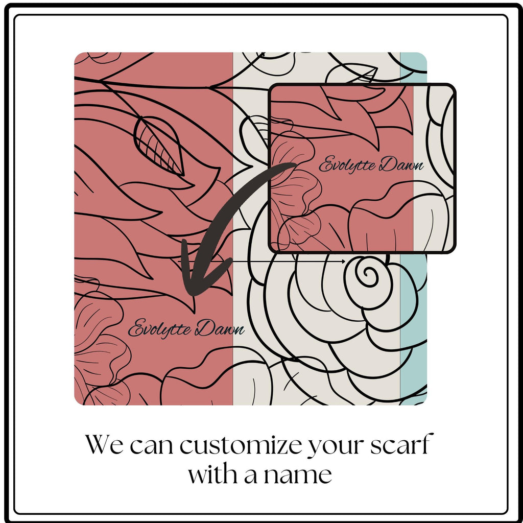 Personalized  Floral Scarf Fashion Accessory Gift For Women Neck Wrap Style Modern Pattern Custom Design