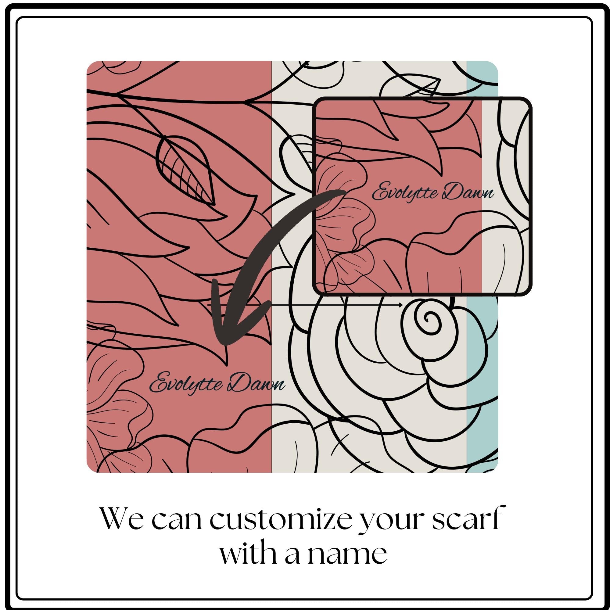 Personalized  Floral Scarf Fashion Accessory Gift For Women Neck Wrap Style Modern Pattern Custom Design