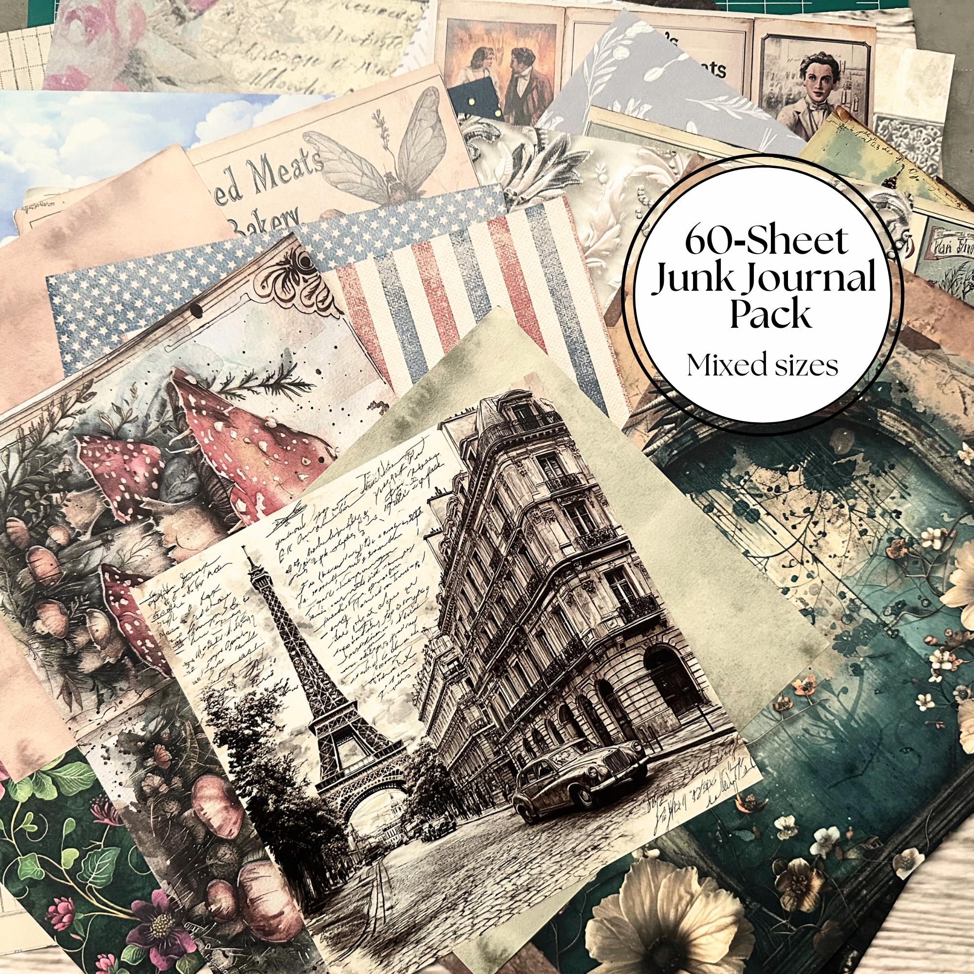 Nature Junk Journal Papers Sheets Vintage Mixed Media Pack Assorted Sheets Sizes Single-Sided Ephemera Mixed Scenes Scrapbookers