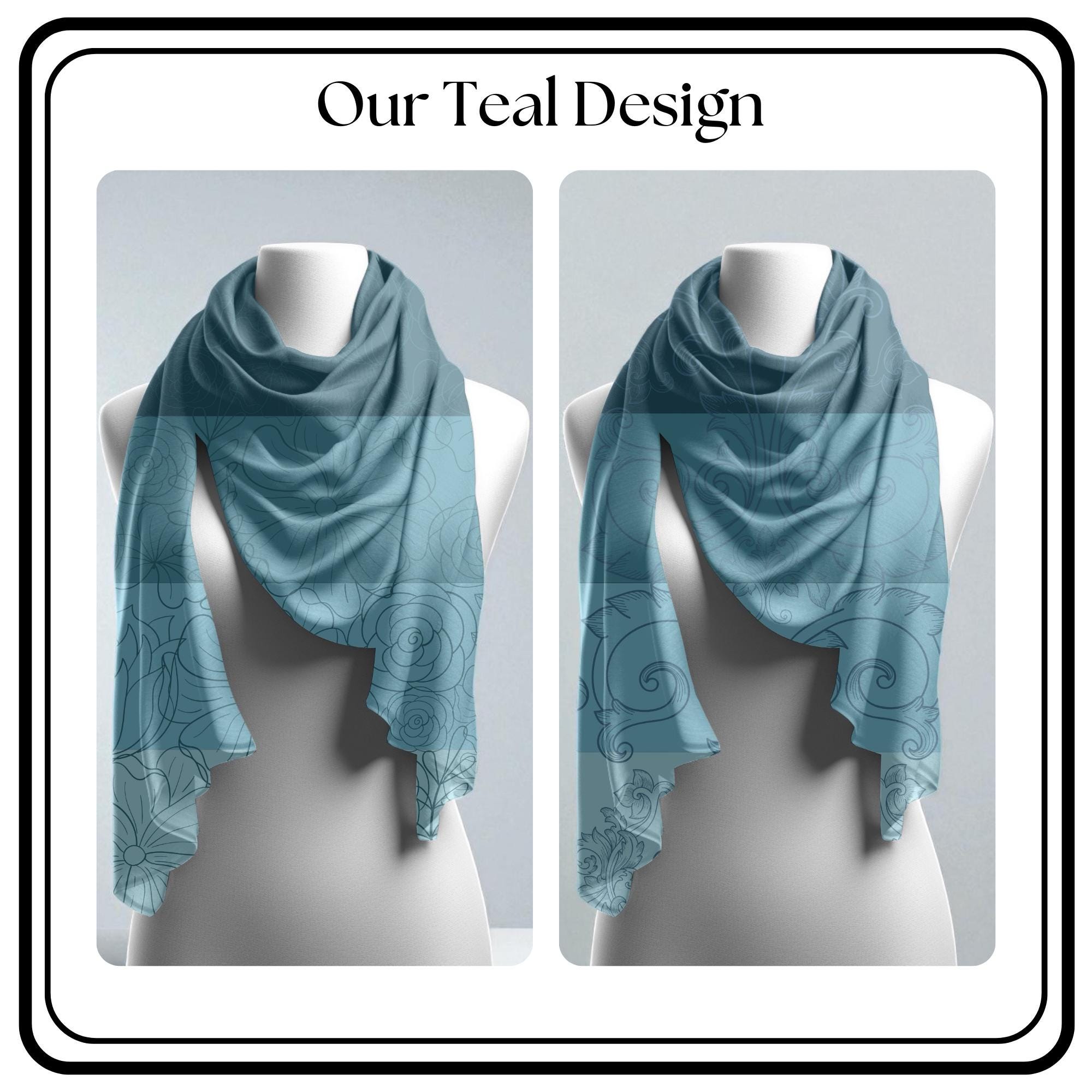 Personalized Scarf Fashion Accessory Personalized Gift Idea For Women Neck Wrap Style Bandana Flower Pattern Custom Design Filigree Detail