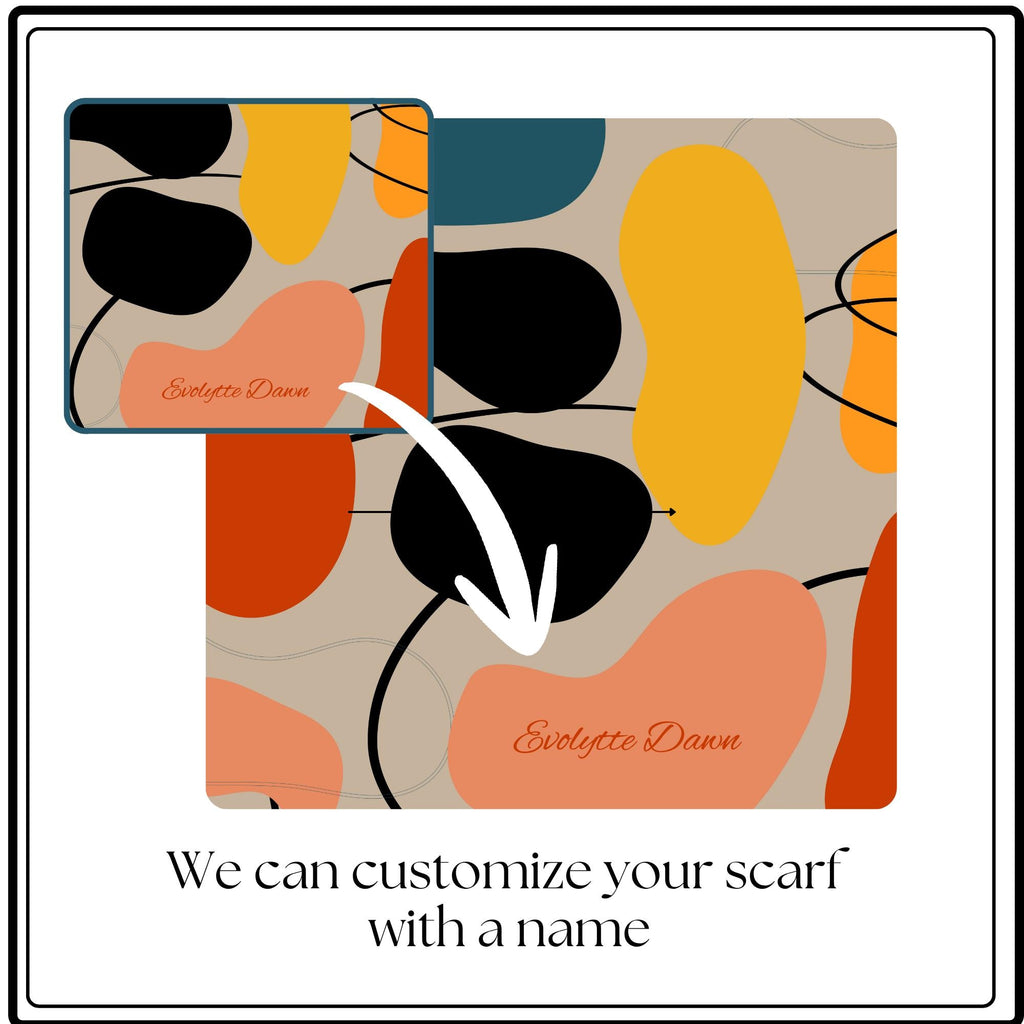 Personalized Abstract Scarf Fashion Accessory Gift For Women Neck Wrap Style Modern Pattern Custom Design  Detail