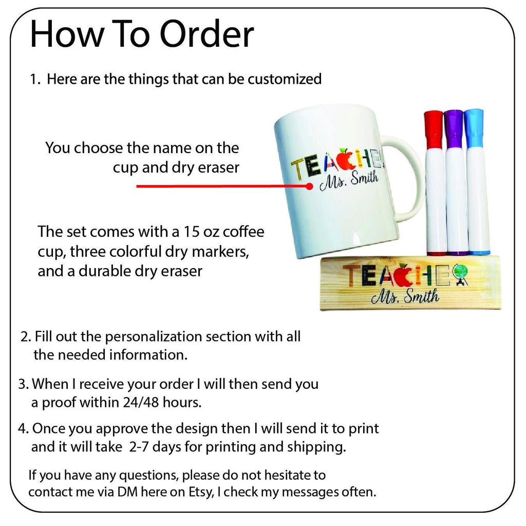 Personalized Teacher Notepad Gift Set  Desk Accessory Teacher Gift Classroom Decor Office Organization Desk Nameplate Custom