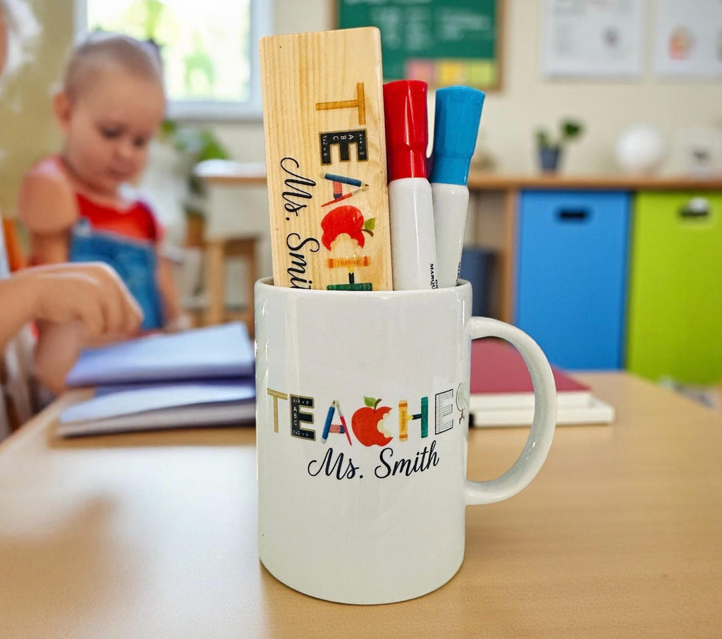 Personalized Teacher Notepad Gift Set  Desk Accessory Teacher Gift Classroom Decor Office Organization Desk Nameplate Custom