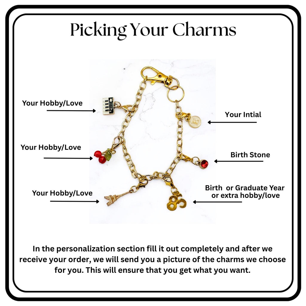 Macrame Keychain Charms Gift Idea For Her Present Accessory Bag Charm Initial Birthstone  Decoration Handbag Set