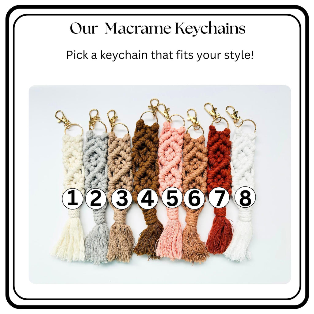 Macrame Keychain Charms Gift Idea For Her Present Accessory Bag Charm Initial Birthstone  Decoration Handbag Set