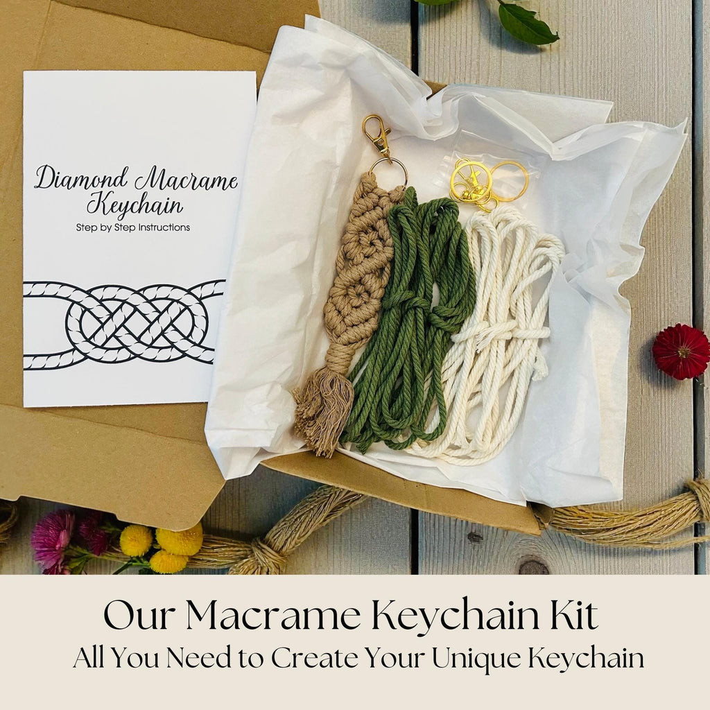 Macrame Keychain Kit Beginner Friendly Craft Project DIY Tutorial Rope Handmade Accessory Making Set Creative Hobby Textile Art