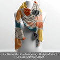 Personalized Abstract Scarf Fashion Accessory Gift For Women Neck Wrap Style Modern Pattern Custom Design  Detail