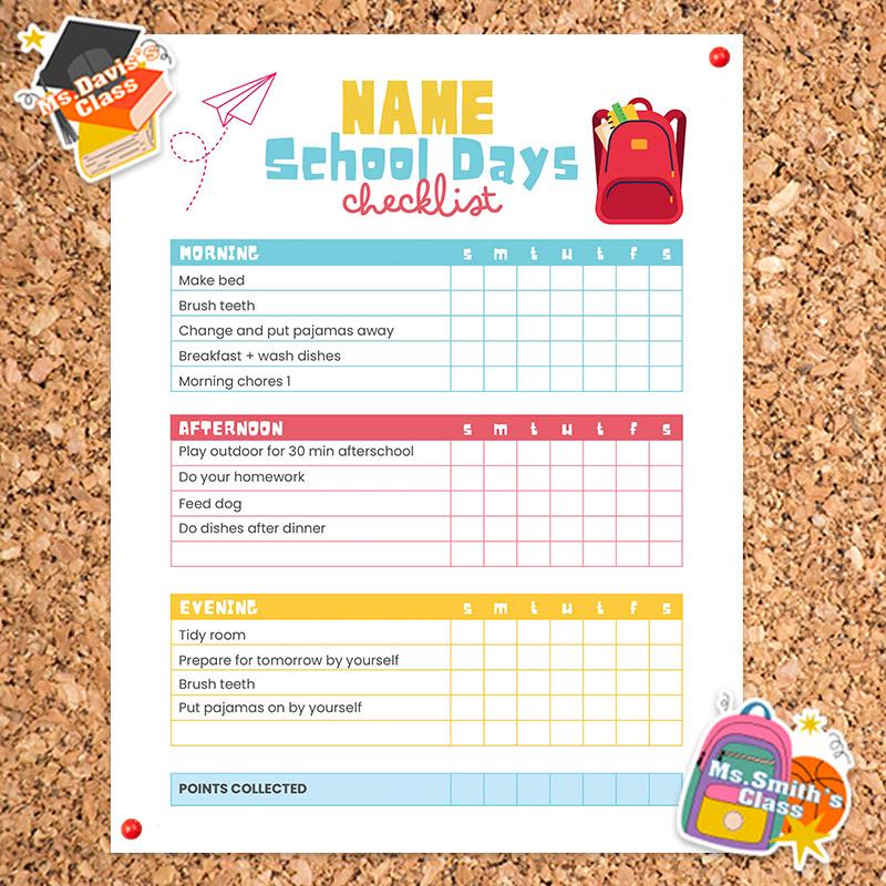 School Routine Chart Daily Schedule Morning Routine Visual Guide Student Organization System Template Digital Download Homework Tracker