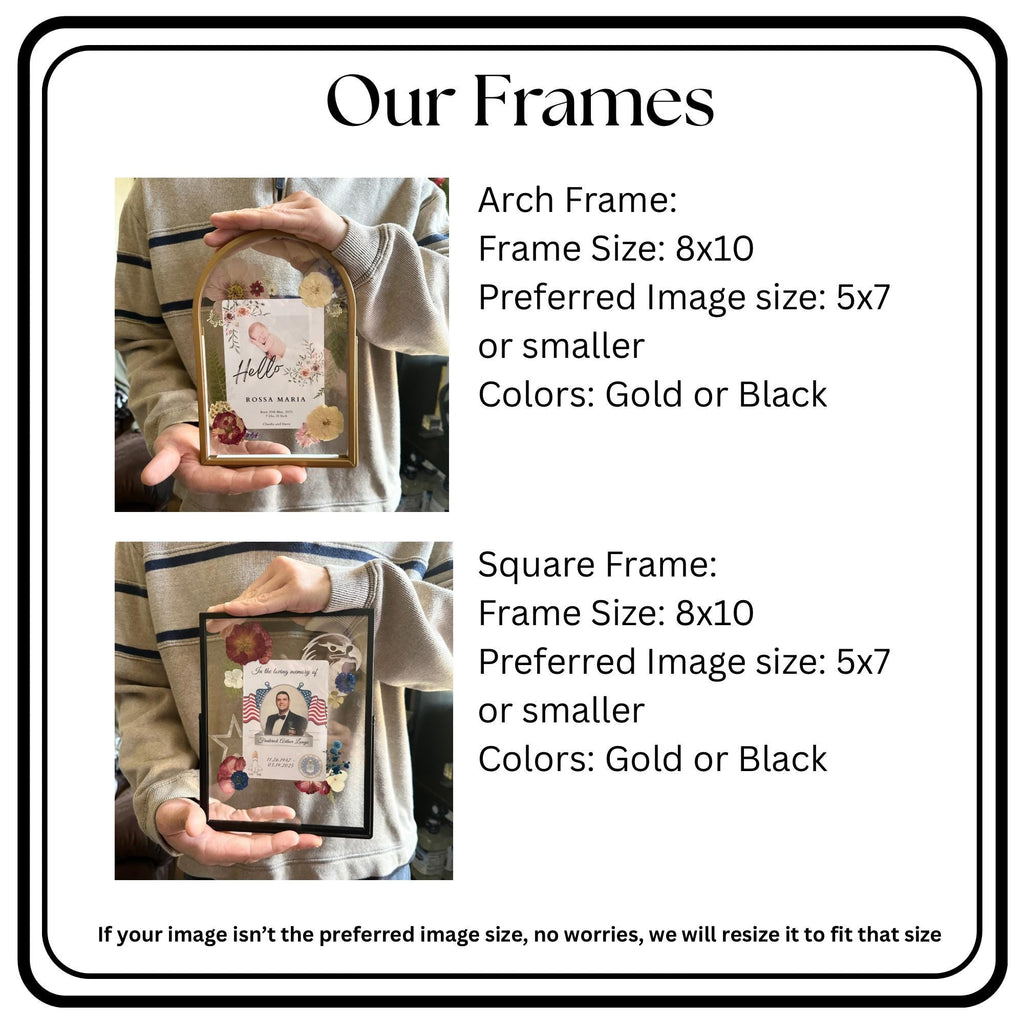 Custom Pressed Flower Frame Wedding Memory Display Art Wall Decor Flower Design Custom Keepsake Baby Announcement