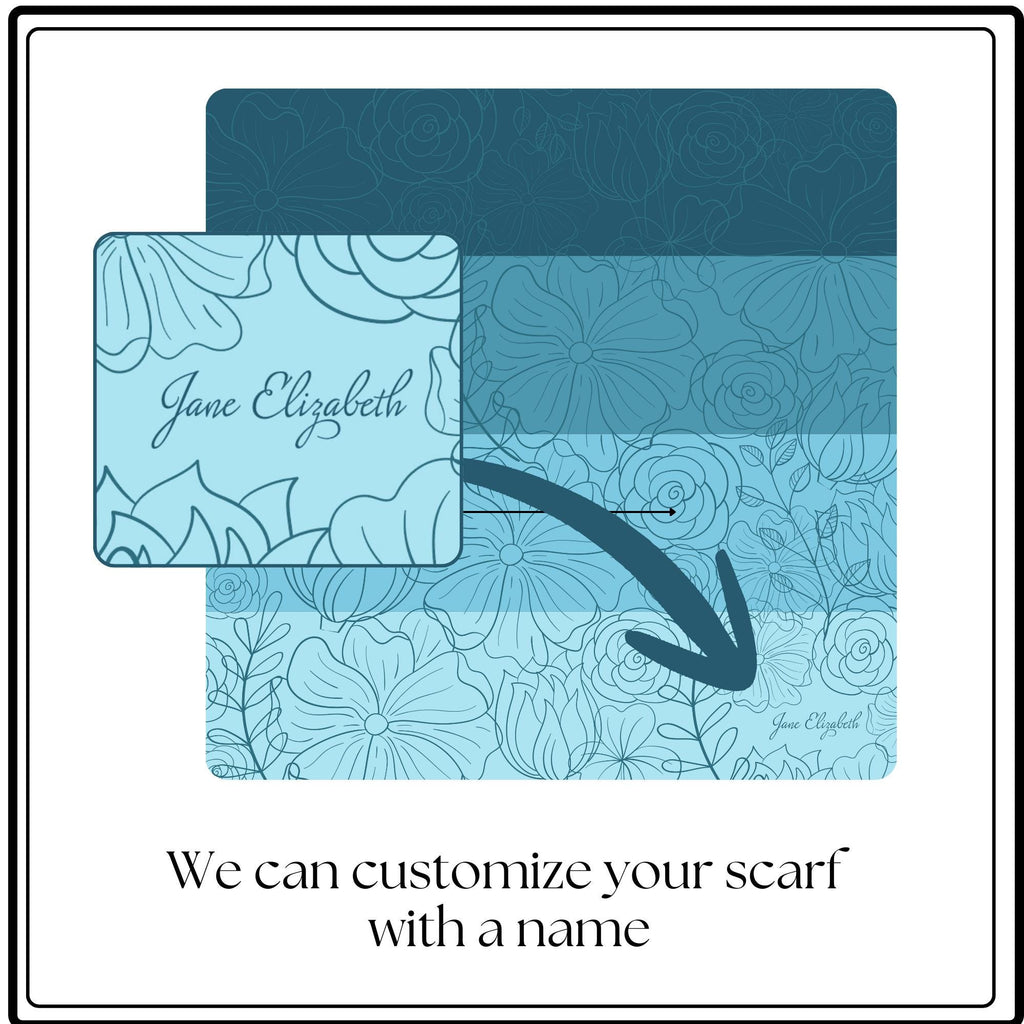 Personalized Scarf Fashion Accessory Personalized Gift Idea For Women Neck Wrap Style Bandana Flower Pattern Custom Design Filigree Detail