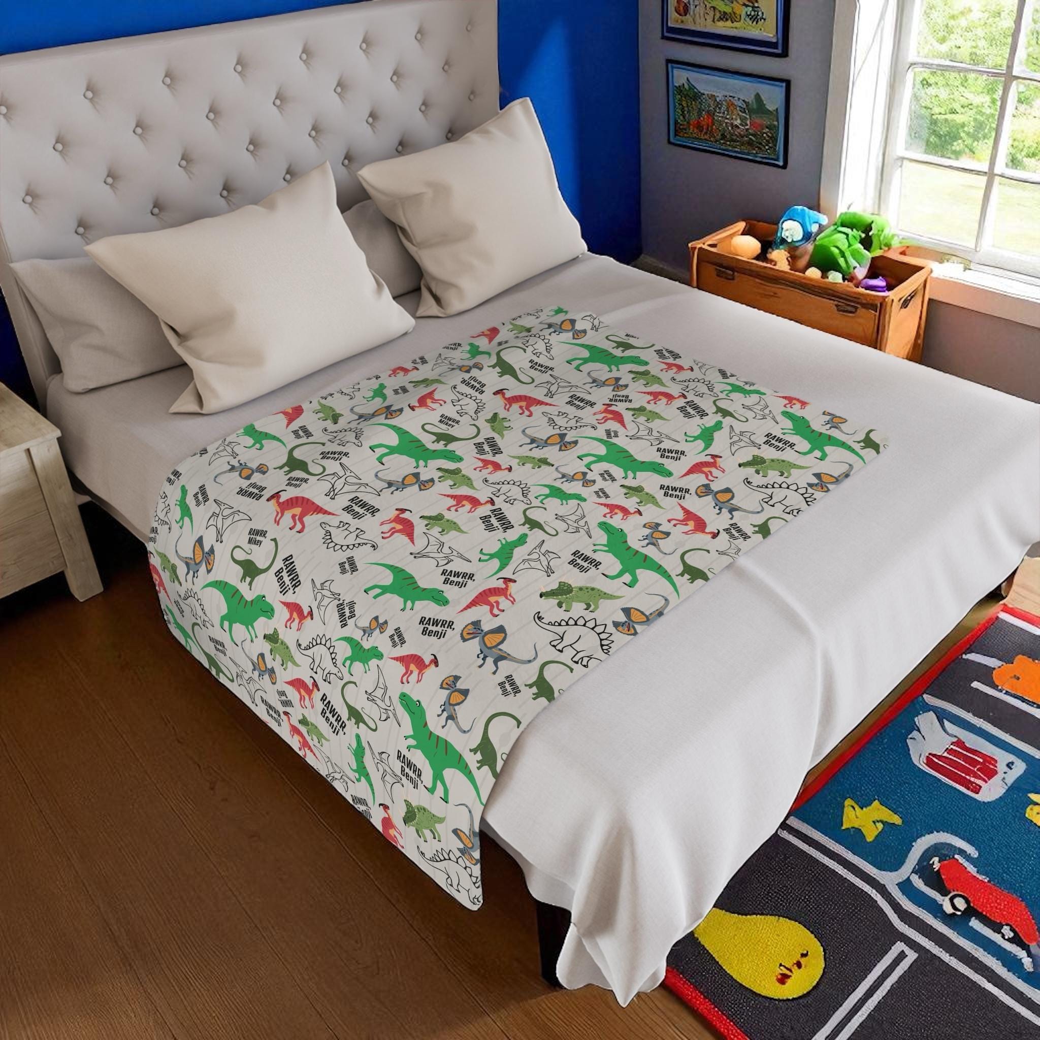 Personalized Kid Bedding Set Custom Soft Blanket Pillow Case Comfort Gift Child Name Nursery Decor Bedroom Theme Collection