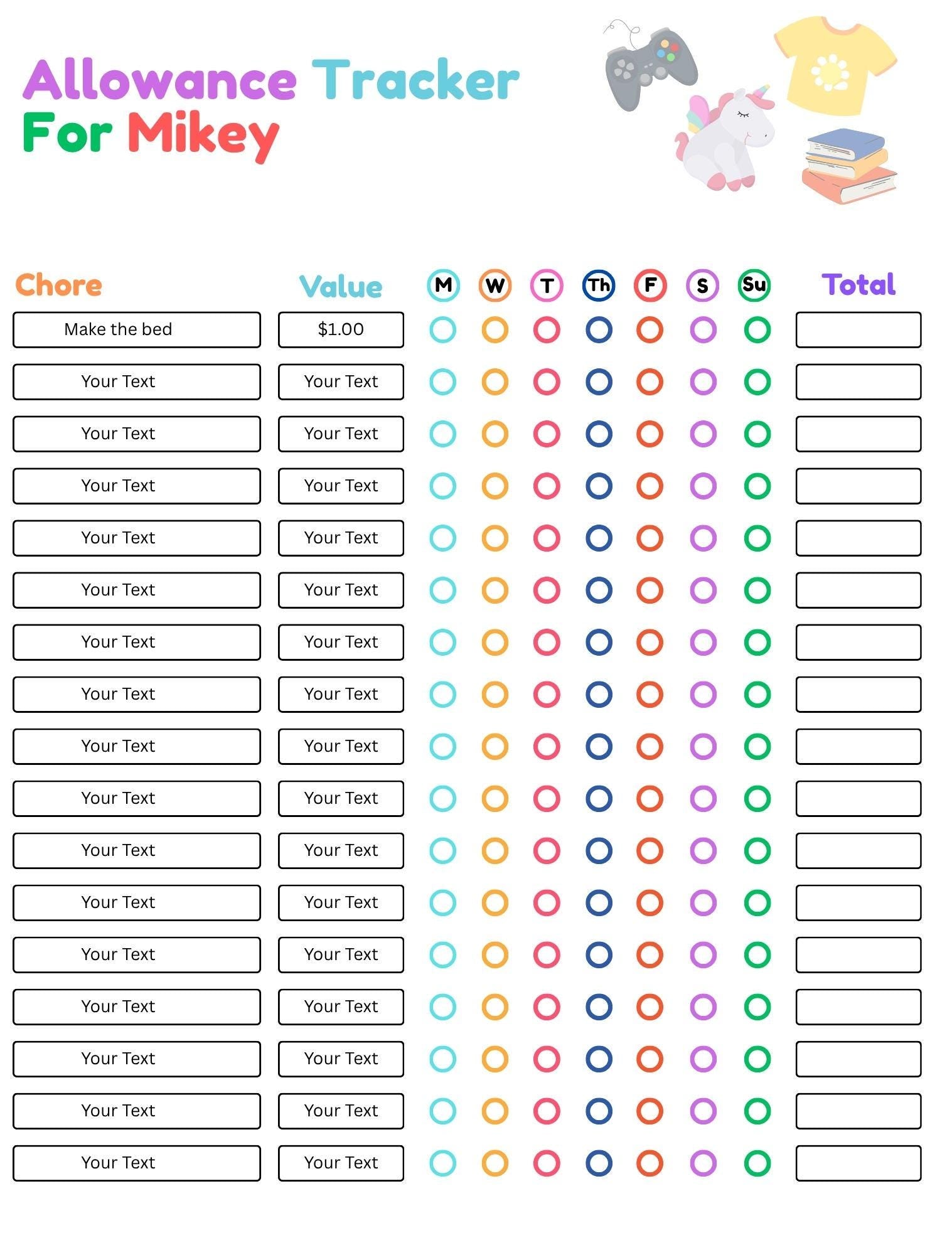 Customizable Daily Routine & Chore Chart For Kids' Responsibility Printable Checklist And Family Planner