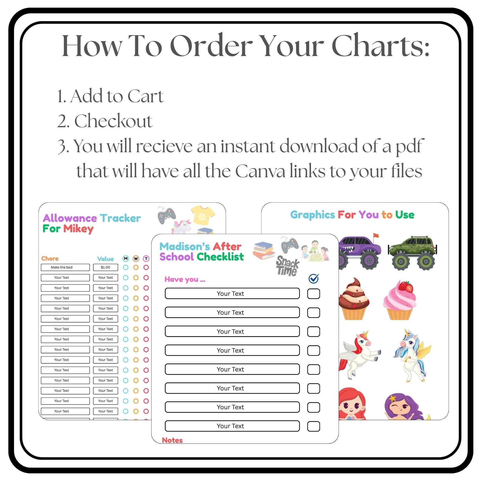 Customizable Daily Routine & Chore Chart For Kids' Responsibility Printable Checklist And Family Planner
